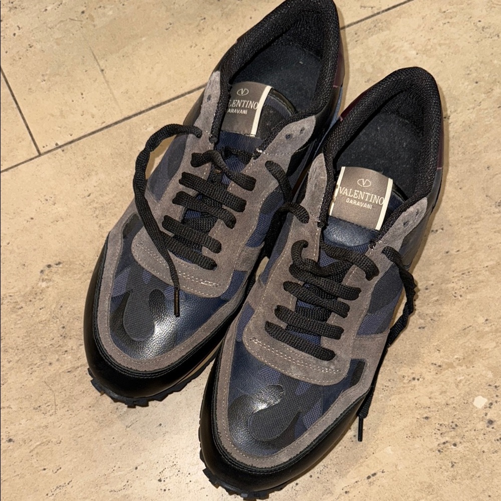 Valentino Men's Camouflage Sneakers - Black and Green